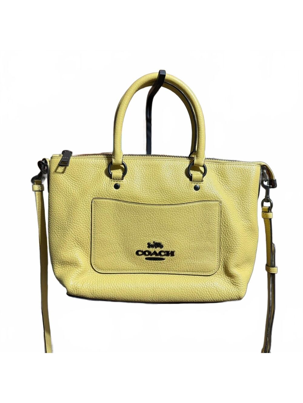 COACH F31466 Mini Emma Satchel Pebbled Leather Crossbody Handbag Yellow *RARE* - Picture 2 of 14